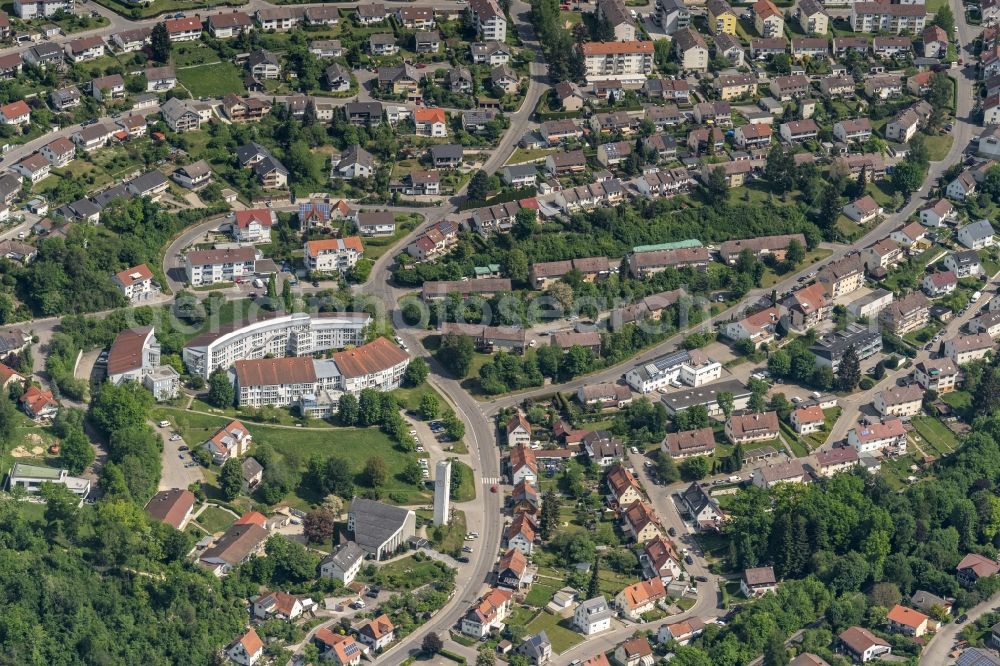 Sigmaringen from above - Single-family residential area of settlement in Nordwesten in Sigmaringen in the state Baden-Wuerttemberg, Germany