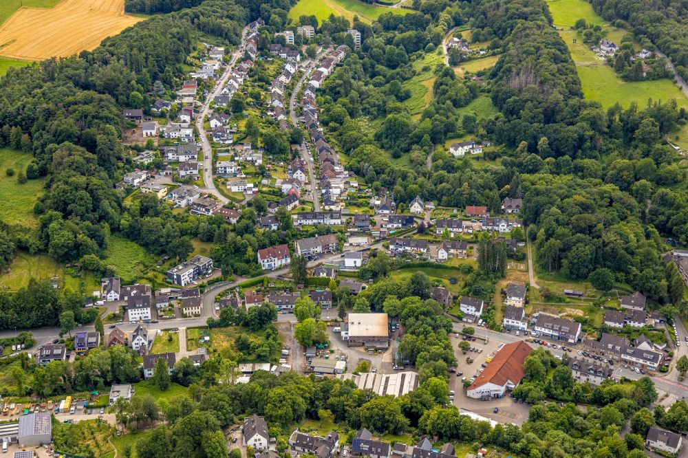 Witten from the bird's eye view: Single-family residential area of settlement on Im Roehrken in the district Buchholz in Witten in the state North Rhine-Westphalia, Germany