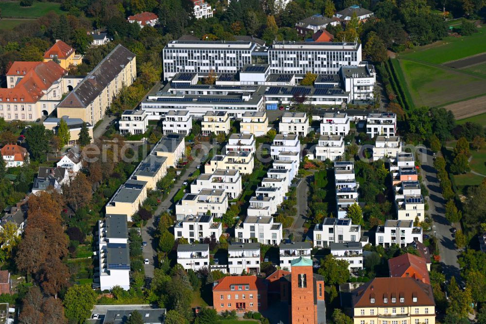Berlin from above - Residential area of single-family settlement on street Otto-Appel-Strasse in the district Dahlem in Berlin, Germany
