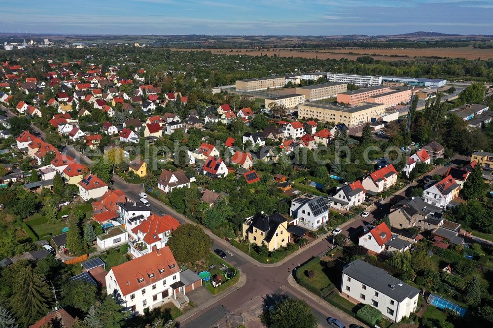 Halle (Saale) from above - Single-family residential area of settlement in the district Frohe Zukunft in Halle (Saale) in the state Saxony-Anhalt, Germany