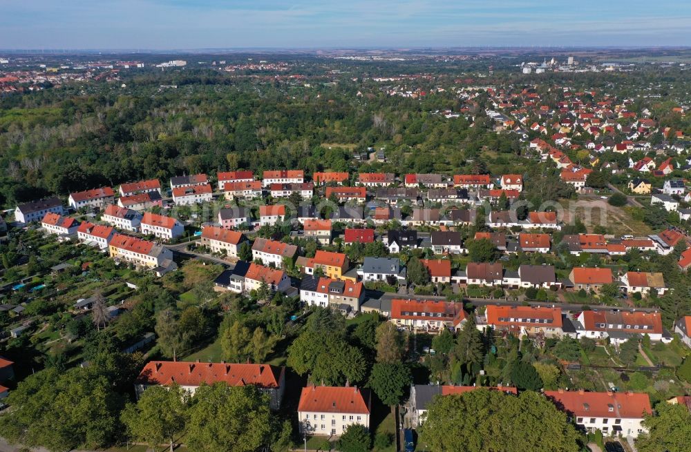 Aerial photograph Halle (Saale) - Single-family residential area of settlement in the district Frohe Zukunft in Halle (Saale) in the state Saxony-Anhalt, Germany