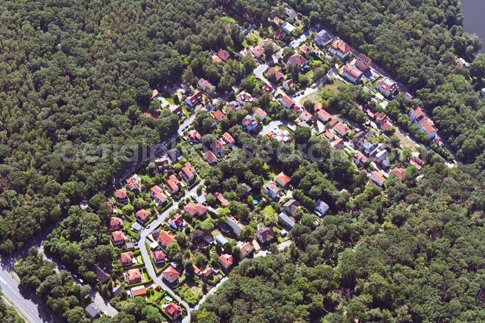 Potsdam from above - Single-family residential area of settlement in the district Klein Glienicke in Potsdam in the state Brandenburg, Germany