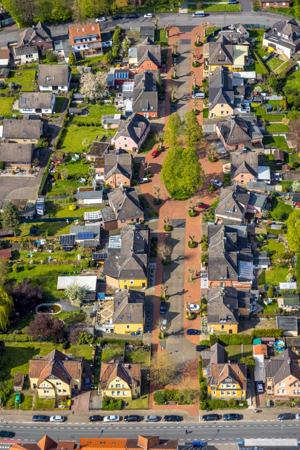 Aerial photograph Bönen - Residential area of single-family settlement on street Steinstrasse in the district Nordboegge in Boenen at Ruhrgebiet in the state North Rhine-Westphalia, Germany