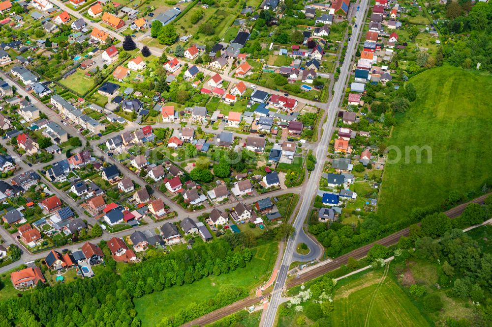 Aerial image Pritzwalk - Residential area of single-family settlement in Pritzwalk in the state Brandenburg, Germany