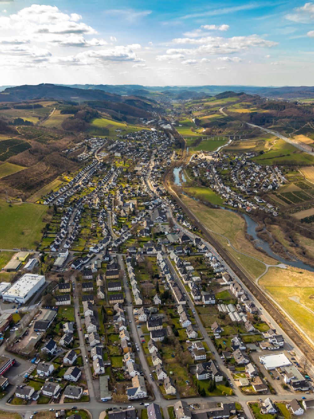 Ramsbeck from above - Single-family residential area of settlement in Ramsbeck at Sauerland in the state North Rhine-Westphalia, Germany