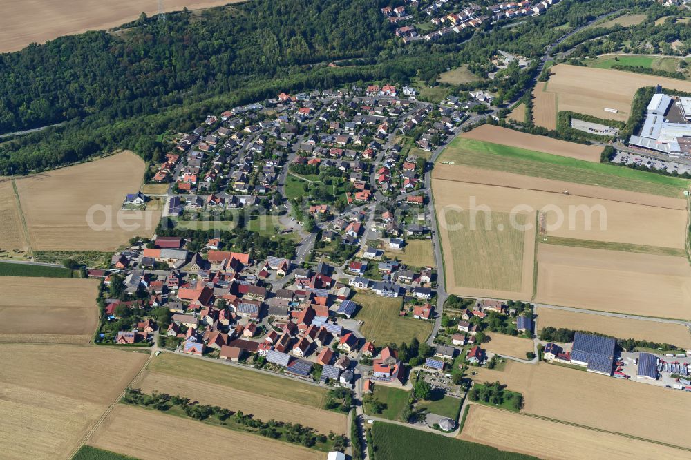 Aerial image Hohestadt - Single-family residential area of settlement on the edge of agricultural fields in Hohestadt in the state Bavaria, Germany