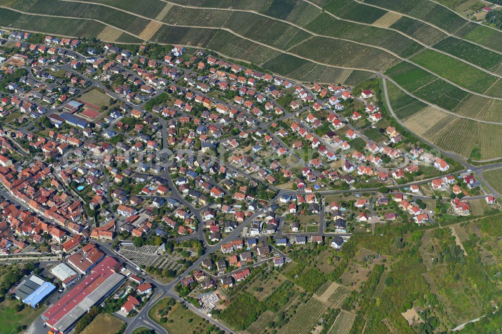 Aerial image Mainmühle - Single-family residential area of settlement on the edge of agricultural fields in Mainmühle in the state Bavaria, Germany