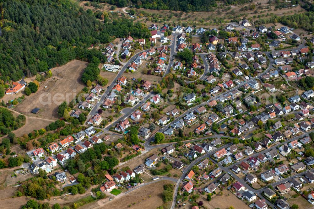 Sackenbach from above - Single-family residential area of settlement in Sackenbach in the state Bavaria, Germany