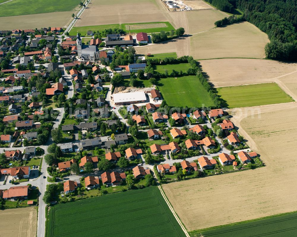 Aerial image Schachen - Single-family residential area of settlement in Schachen in the state Bavaria, Germany