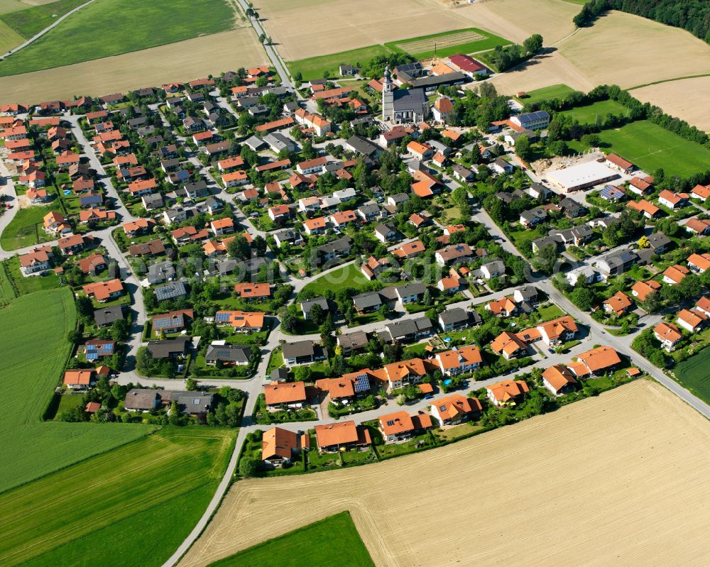 Schachen from above - Single-family residential area of settlement in Schachen in the state Bavaria, Germany