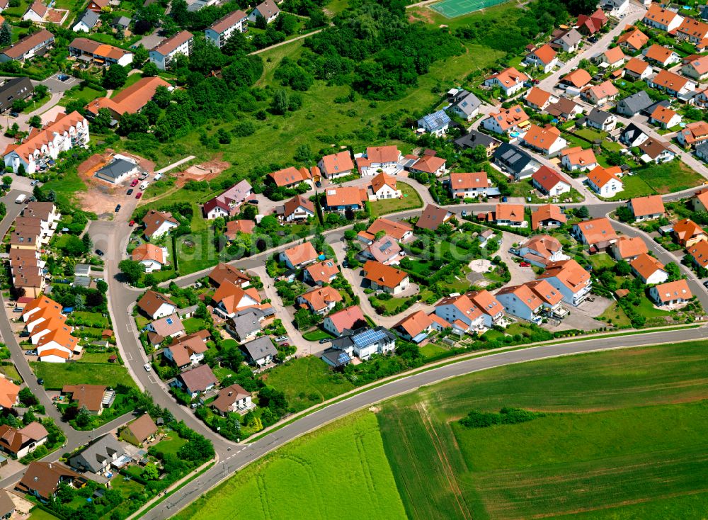 Steinborn from above - Single-family residential area of settlement in Steinborn in the state Rhineland-Palatinate, Germany