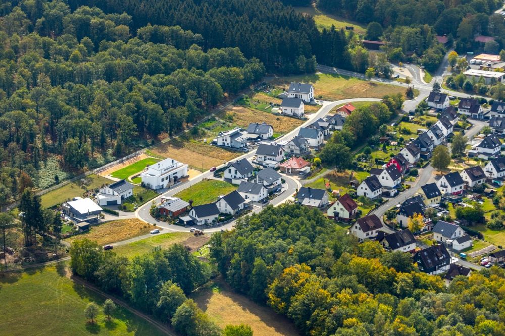 Wilnsdorf from above - Single-family residential area of settlement on Strasse Gruener Baum in Wilnsdorf in the state North Rhine-Westphalia, Germany