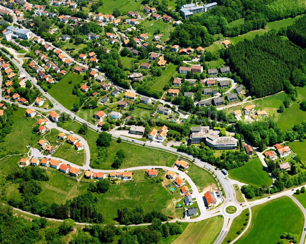 Unholdenberg from above - Single-family residential area of settlement in Unholdenberg in the state Bavaria, Germany