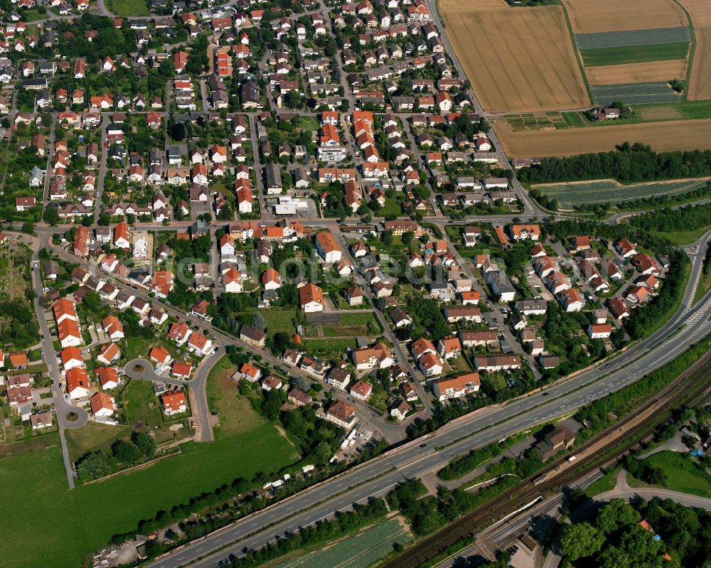 Untergriesheim from above - Single-family residential area of settlement in Untergriesheim in the state Baden-Wuerttemberg, Germany