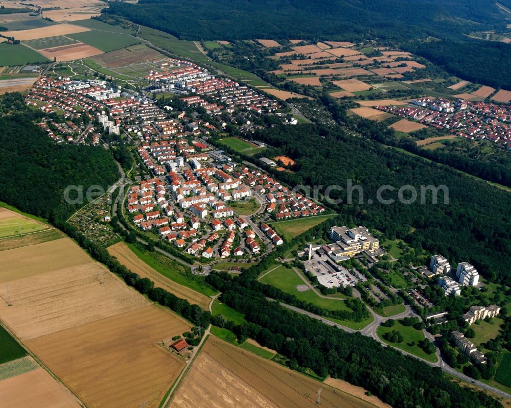 Untergriesheim from the bird's eye view: Single-family residential area of settlement in Untergriesheim in the state Baden-Wuerttemberg, Germany