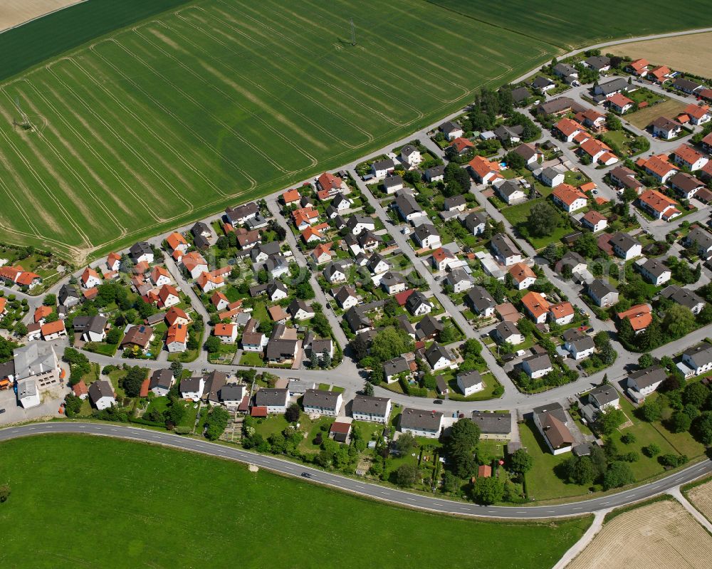 Unterneukirchen from above - Single-family residential area of settlement in Unterneukirchen in the state Bavaria, Germany