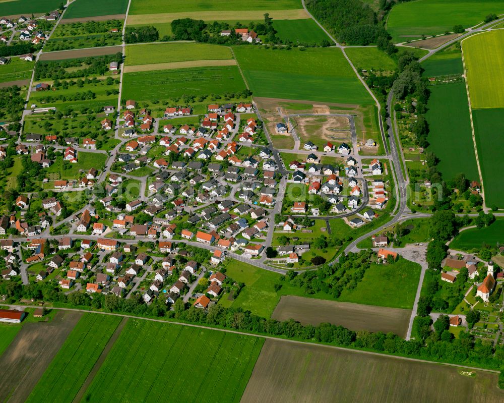 Untersulmetingen from above - Single-family residential area of settlement in Untersulmetingen in the state Baden-Wuerttemberg, Germany