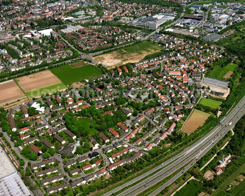 Waiblingen from the bird's eye view: Single-family residential area of settlement in Waiblingen in the state Baden-Wuerttemberg, Germany