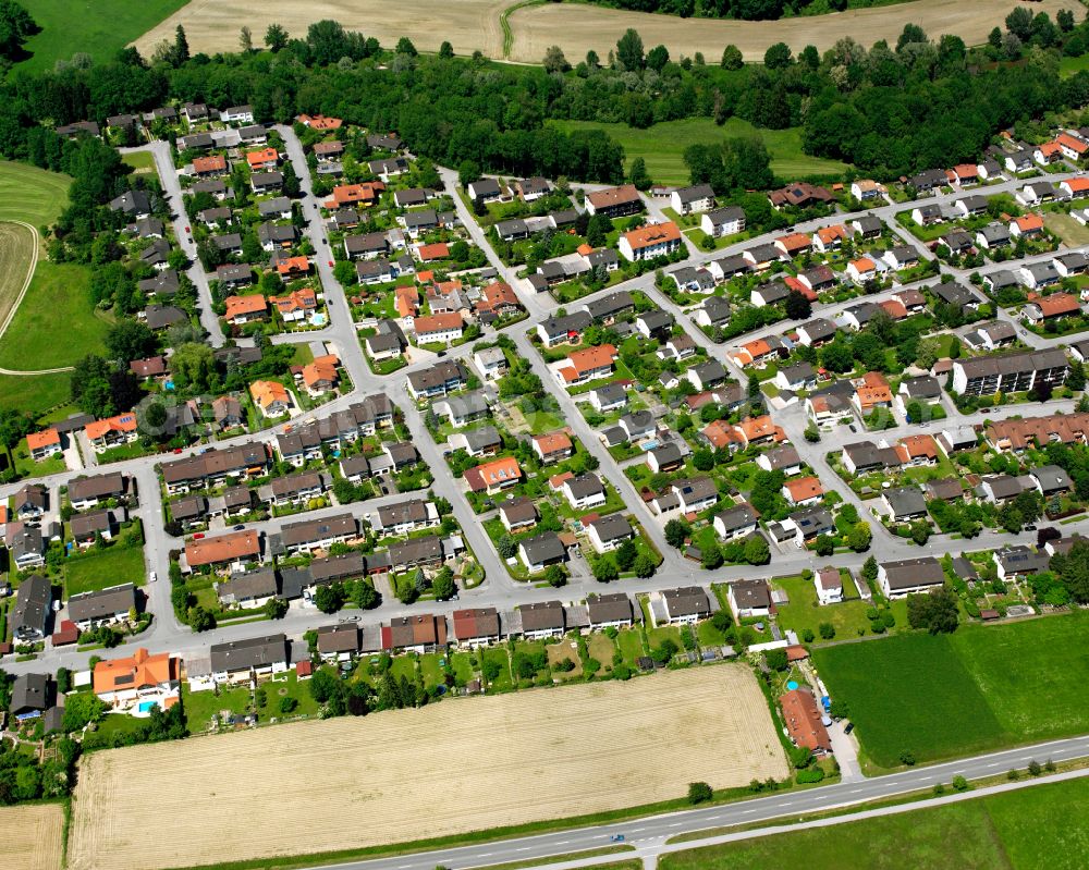 Winhöring from above - Single-family residential area of settlement in Winhöring in the state Bavaria, Germany