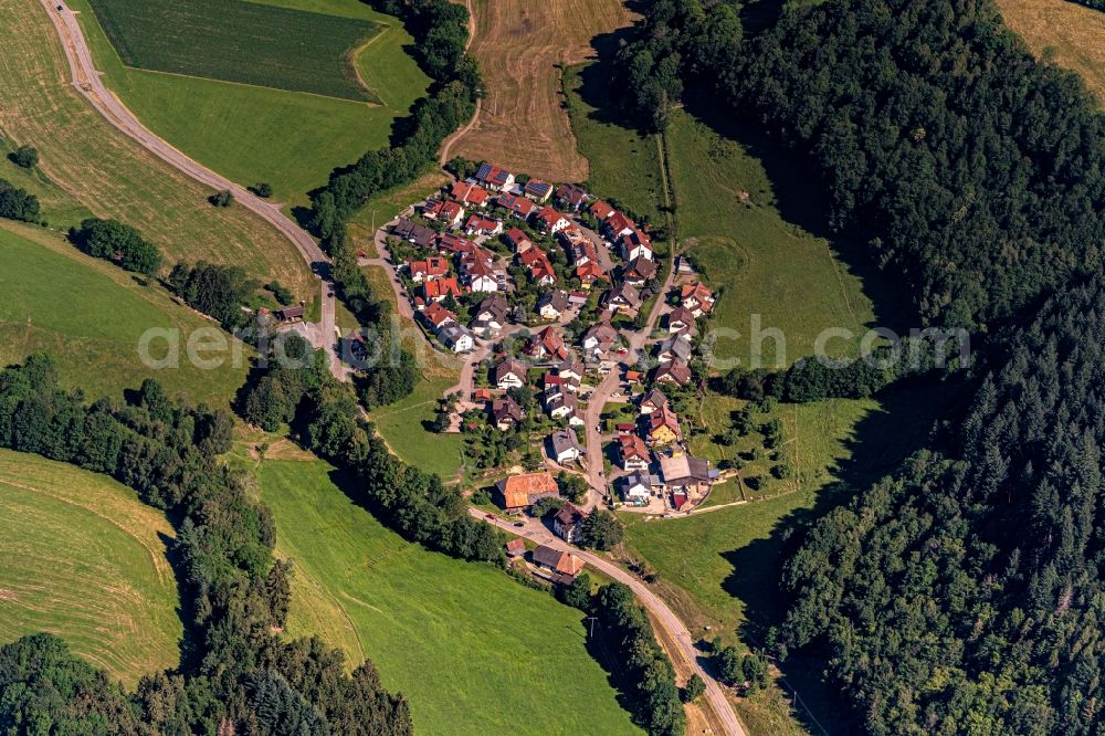 Zastler from above - Single-family residential area of settlement Zastlerbachtal in Zastler in the state Baden-Wurttemberg, Germany