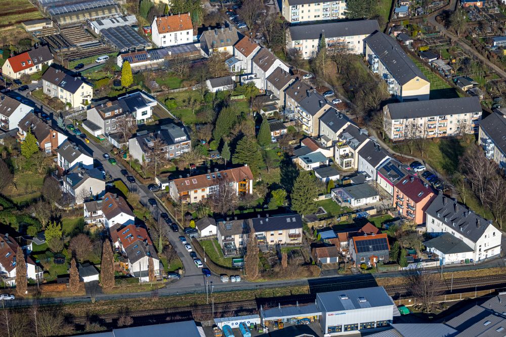 Witten from above - Single-family residential area of settlement Ziegelstrasse Dirschauer Strasse- in Witten in the state North Rhine-Westphalia, Germany