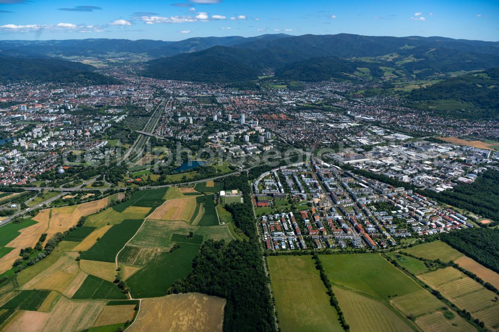 Betzenhausen from above - Residential areas on the edge of agricultural land in Betzenhausen in the state Baden-Wuerttemberg, Germany