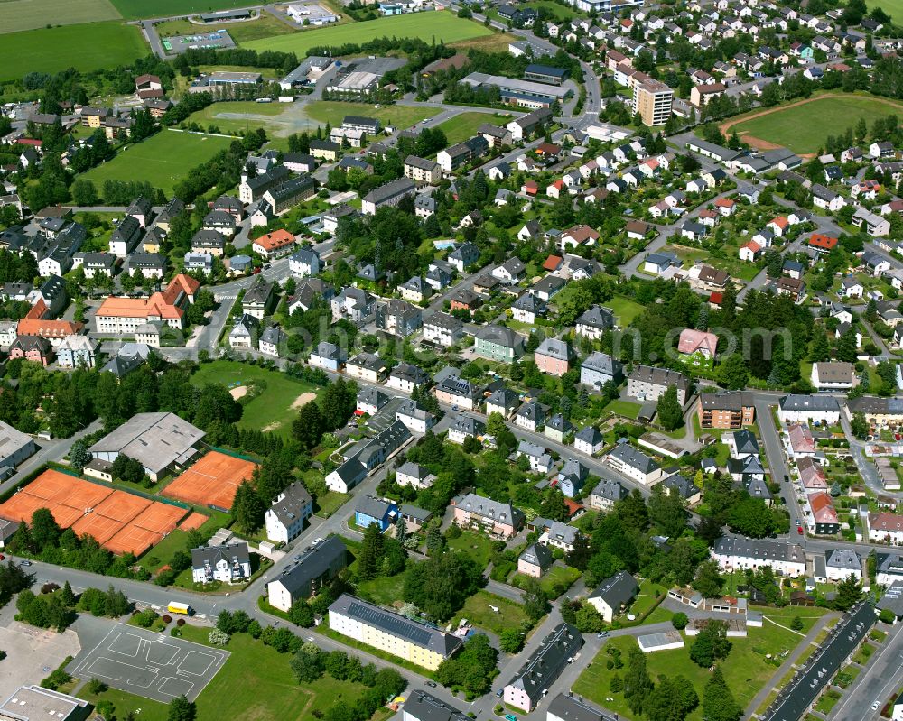 Aerial image Schwarzenbach an der Saale - Residential areas on the edge of agricultural land in Schwarzenbach an der Saale in the state Bavaria, Germany