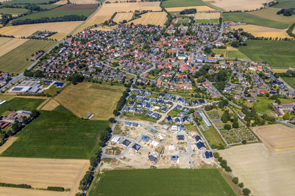 Walstedde from above - Residential areas on the edge of agricultural land in Walstedde in the state North Rhine-Westphalia, Germany