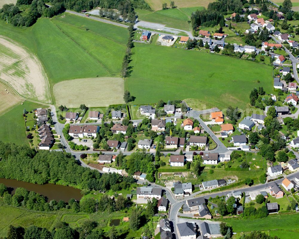 Aerial image Zell im Fichtelgebirge - Residential areas on the edge of agricultural land in Zell im Fichtelgebirge in the state Bavaria, Germany
