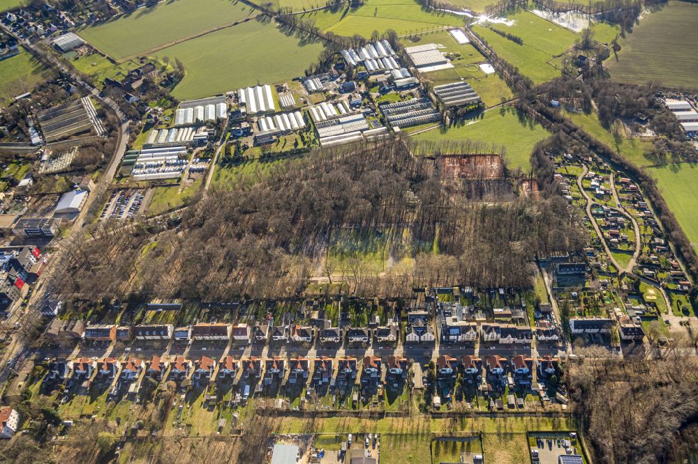 Aerial photograph Lünen - Residential area of the multi-family house settlement Alte Kolonie Brambauer in Luenen in the state North Rhine-Westphalia