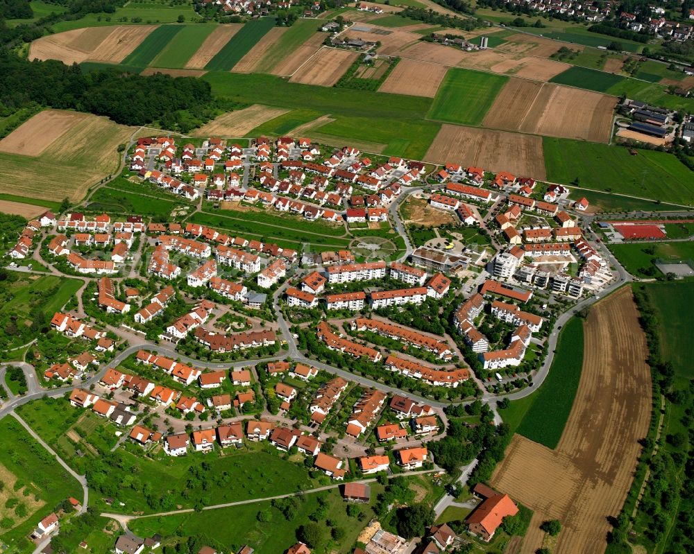 Aerial photograph Backnang - Residential area of the multi-family house settlement in Backnang in the state Baden-Wuerttemberg, Germany