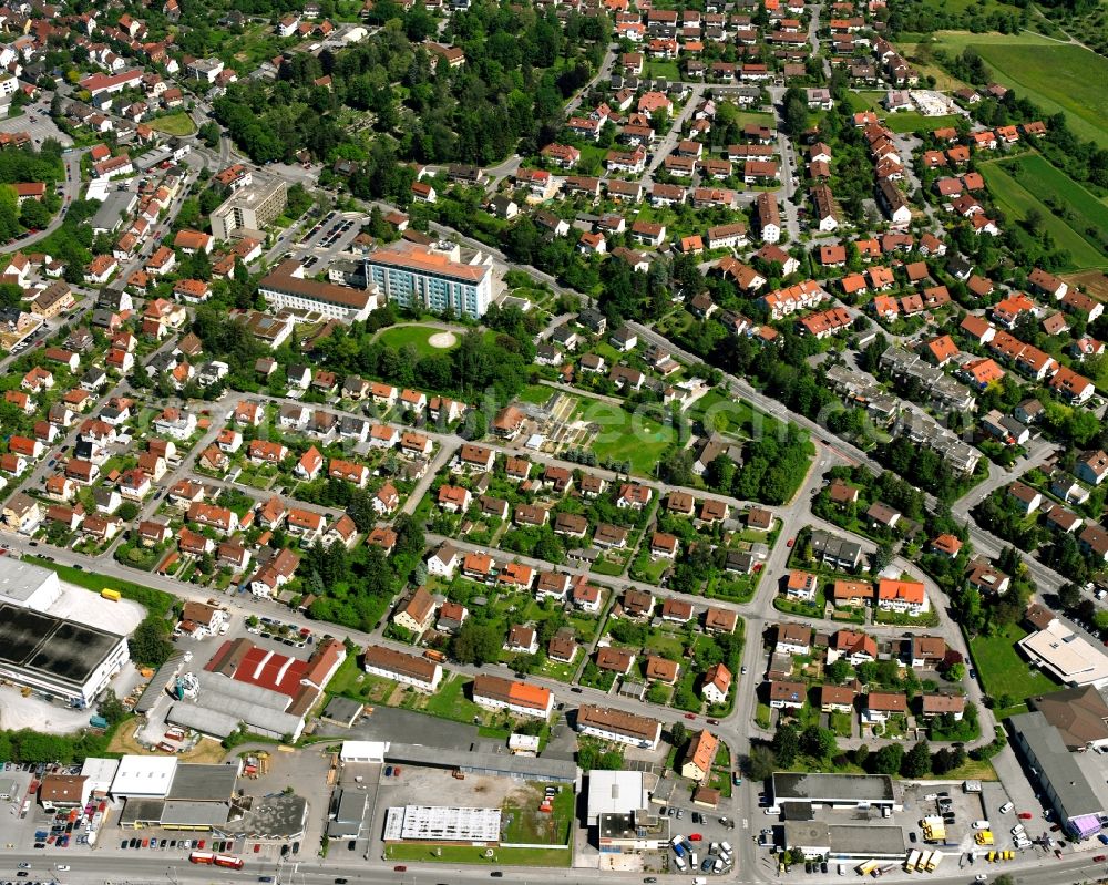 Aerial image Backnang - Residential area of the multi-family house settlement in Backnang in the state Baden-Wuerttemberg, Germany