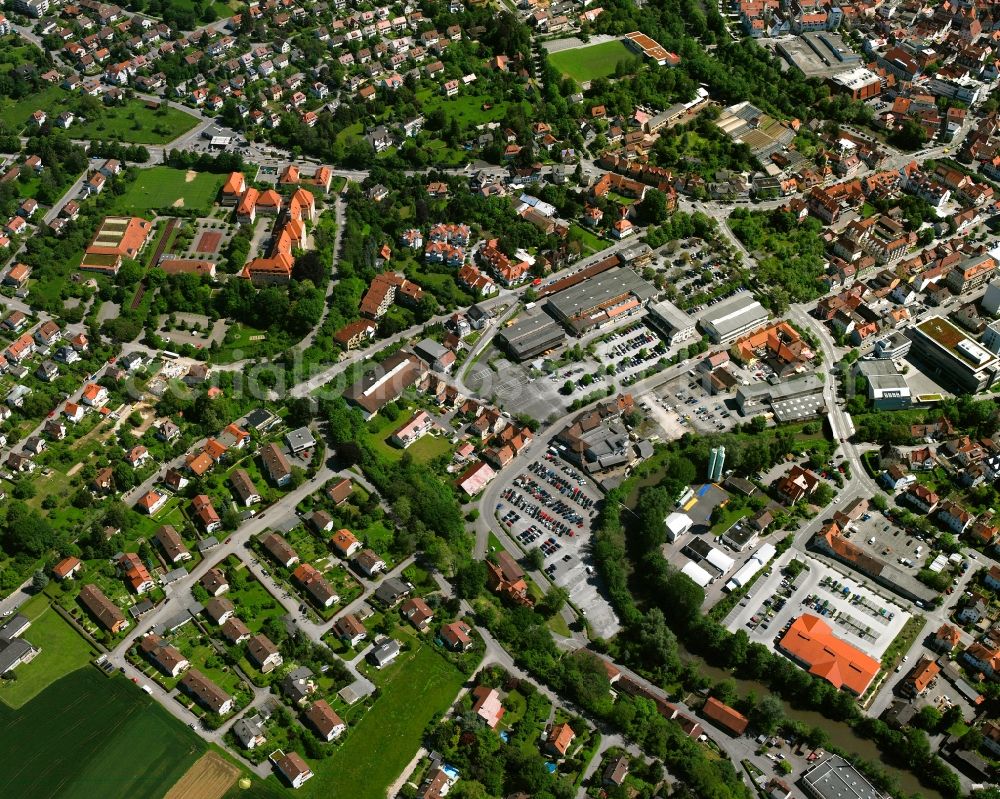 Backnang from above - Residential area of the multi-family house settlement in Backnang in the state Baden-Wuerttemberg, Germany