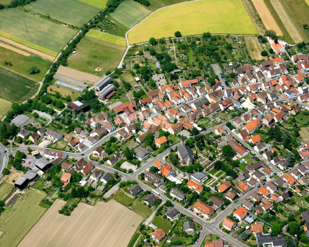Aerial image Büchenau - Residential area of the multi-family house settlement in Büchenau in the state Baden-Wuerttemberg, Germany