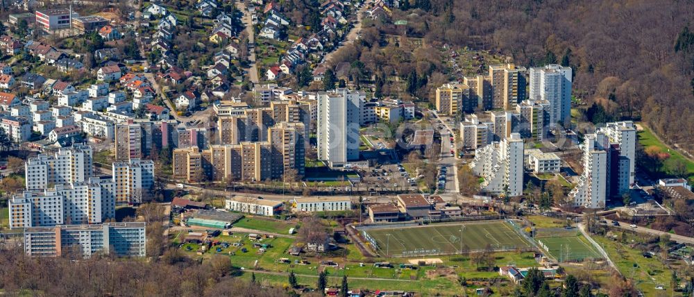 Aerial image Botnang-Nord - Residential area of the multi-family house settlement in Botnang-Nord in the state Baden-Wuerttemberg, Germany