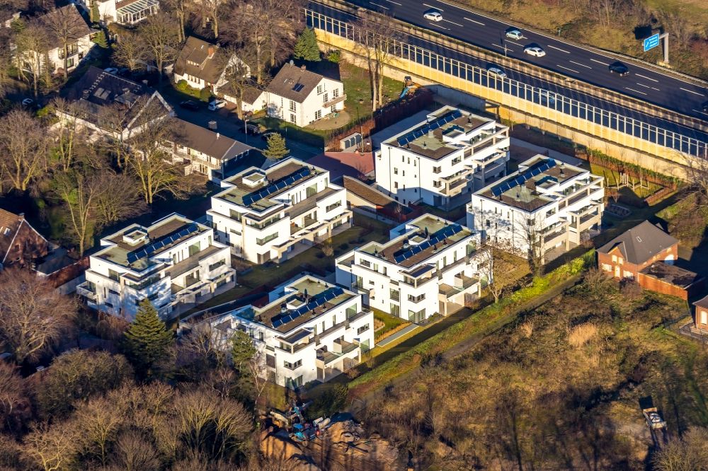 Duisburg from the bird's eye view: Residential area of the multi-family house settlement on Brockhoffstrasse in the district Dellviertel in Duisburg at Ruhrgebiet in the state North Rhine-Westphalia, Germany