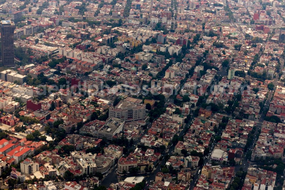 Ciudad de Mexico from above - Residential area of the multi-family house settlement in Ciudad de Mexico in Mexico
