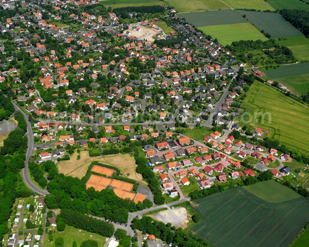 Dransfeld from above - Residential area of the multi-family house settlement in Dransfeld in the state Lower Saxony, Germany