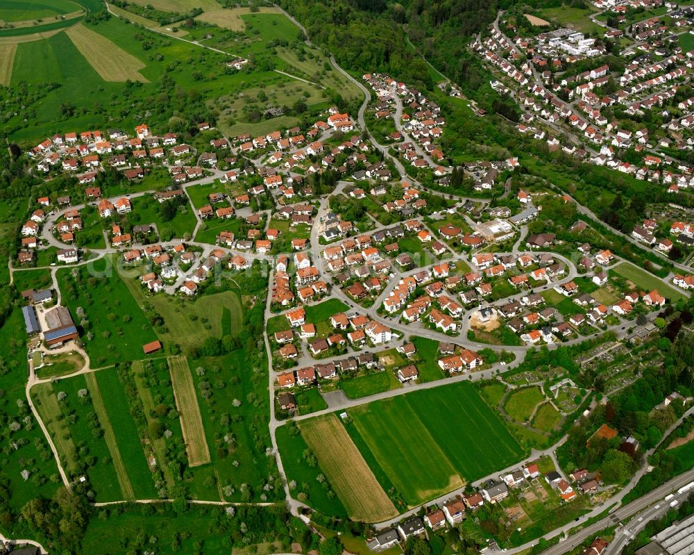 Aerial image Ebersbach an der Fils - Residential area of the multi-family house settlement in Ebersbach an der Fils in the state Baden-Wuerttemberg, Germany