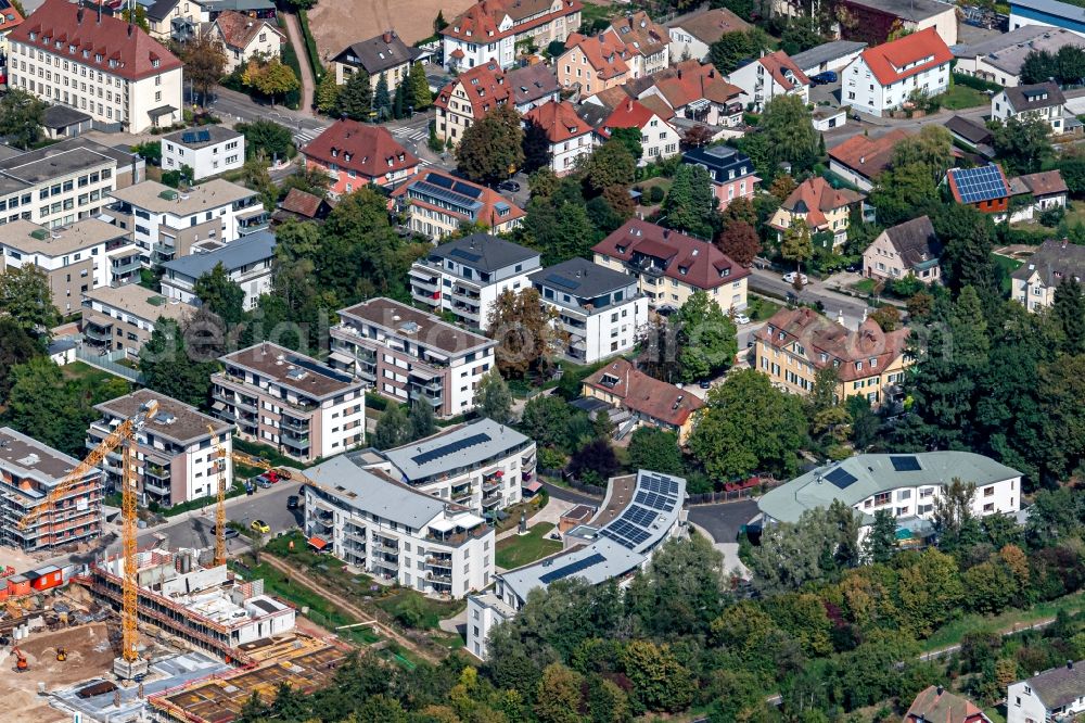 Schopfheim from above - Residential area of the multi-family house settlement on Eisweier in Schopfheim in the state Baden-Wurttemberg, Germany