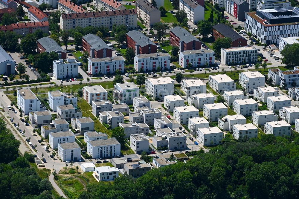 Aerial image Ingolstadt - Residential area of the multi-family house settlement along the Inge-Meysel-Strasse in Ingolstadt in the state Bavaria, Germany