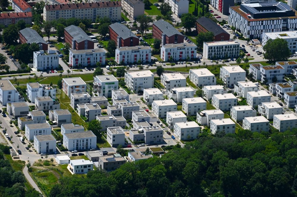 Aerial photograph Ingolstadt - Residential area of the multi-family house settlement along the Inge-Meysel-Strasse in Ingolstadt in the state Bavaria, Germany