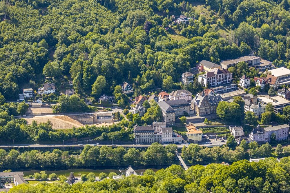 Altena from above - Residential area of the multi-family house settlement along the Luedenscheider Strasse in Altena in the state North Rhine-Westphalia, Germany