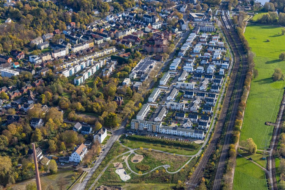 Bochum from above - Residential area of the multi-family house settlement on street Dr.-C.-Otto-Strasse in the district Dahlhausen in Bochum at Ruhrgebiet in the state North Rhine-Westphalia, Germany
