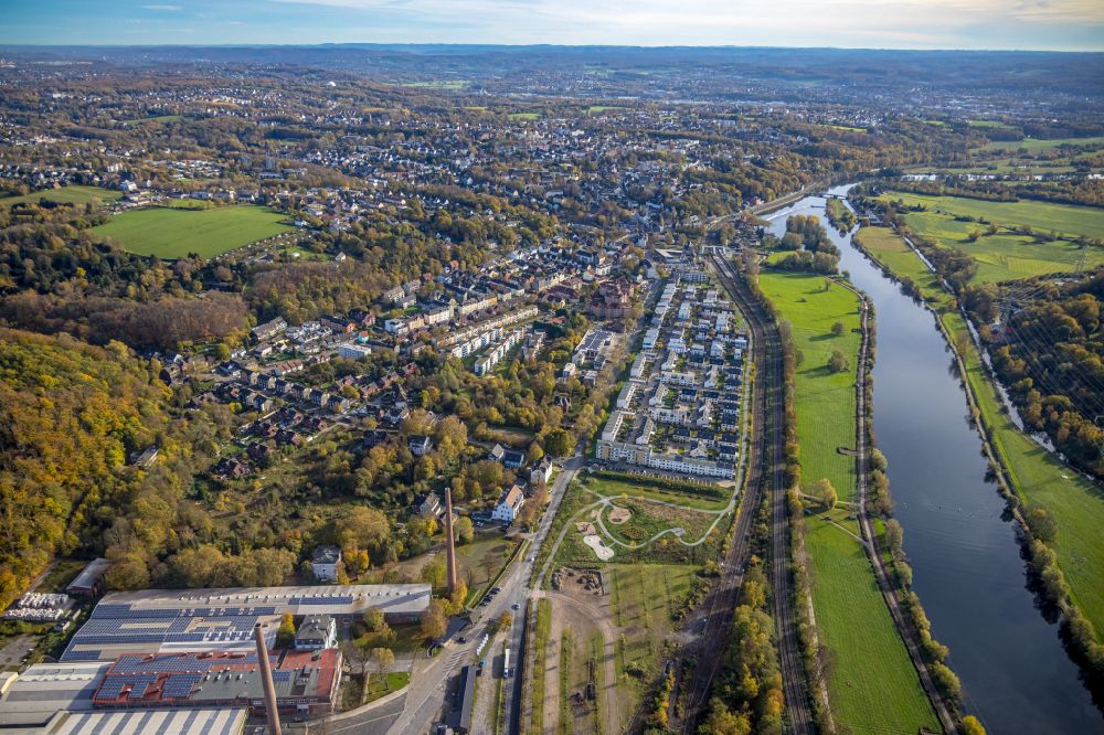 Aerial image Bochum - Residential area of the multi-family house settlement on street Dr.-C.-Otto-Strasse in the district Dahlhausen in Bochum at Ruhrgebiet in the state North Rhine-Westphalia, Germany