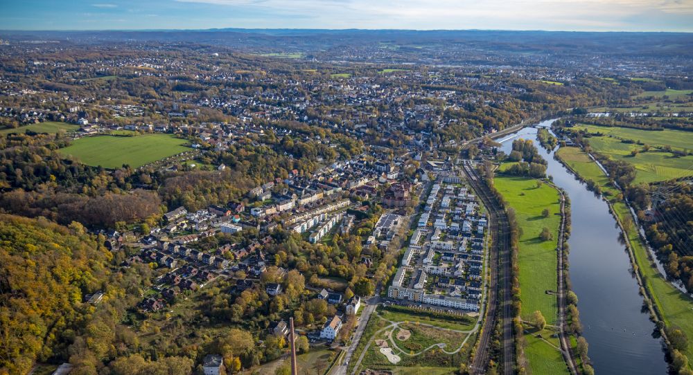 Aerial photograph Bochum - Residential area of the multi-family house settlement on street Dr.-C.-Otto-Strasse in the district Dahlhausen in Bochum at Ruhrgebiet in the state North Rhine-Westphalia, Germany