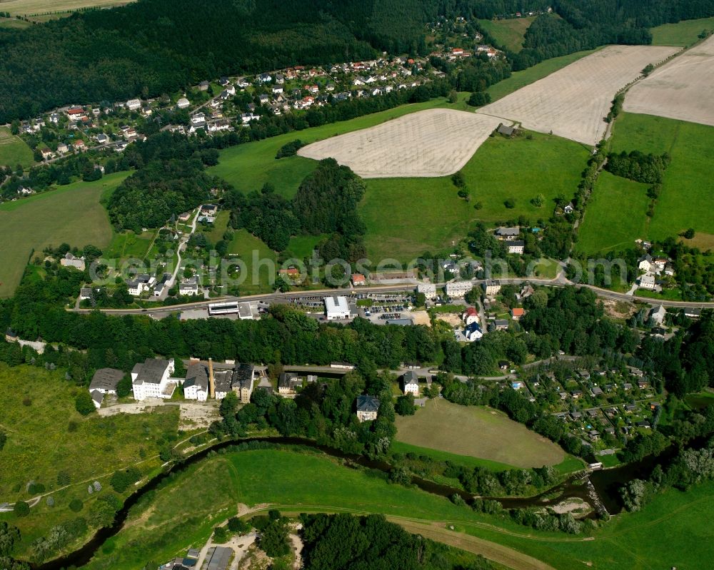 Erdmannsdorf from above - Residential area of the multi-family house settlement in Erdmannsdorf in the state Saxony, Germany