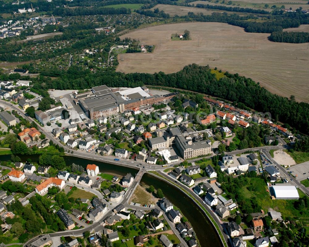 Falkenau from above - Residential area of the multi-family house settlement in Falkenau in the state Saxony, Germany