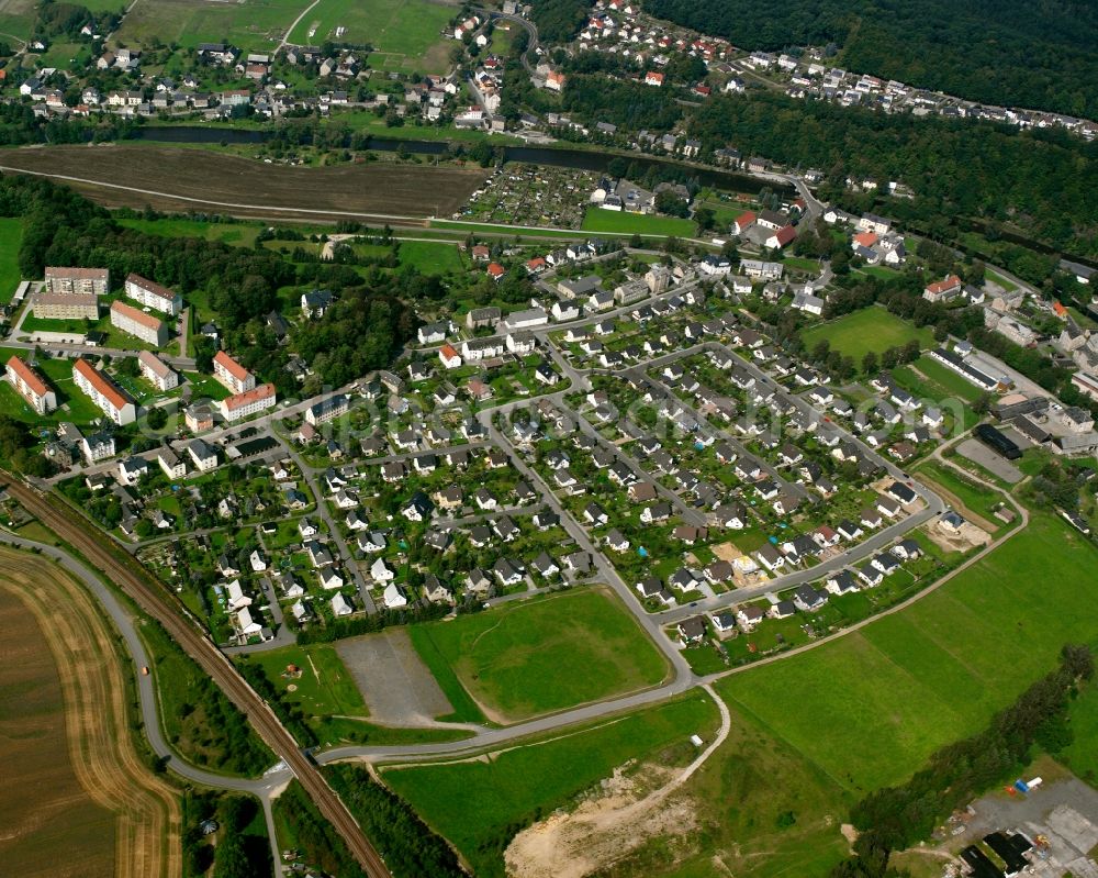 Falkenau from above - Residential area of the multi-family house settlement in Falkenau in the state Saxony, Germany