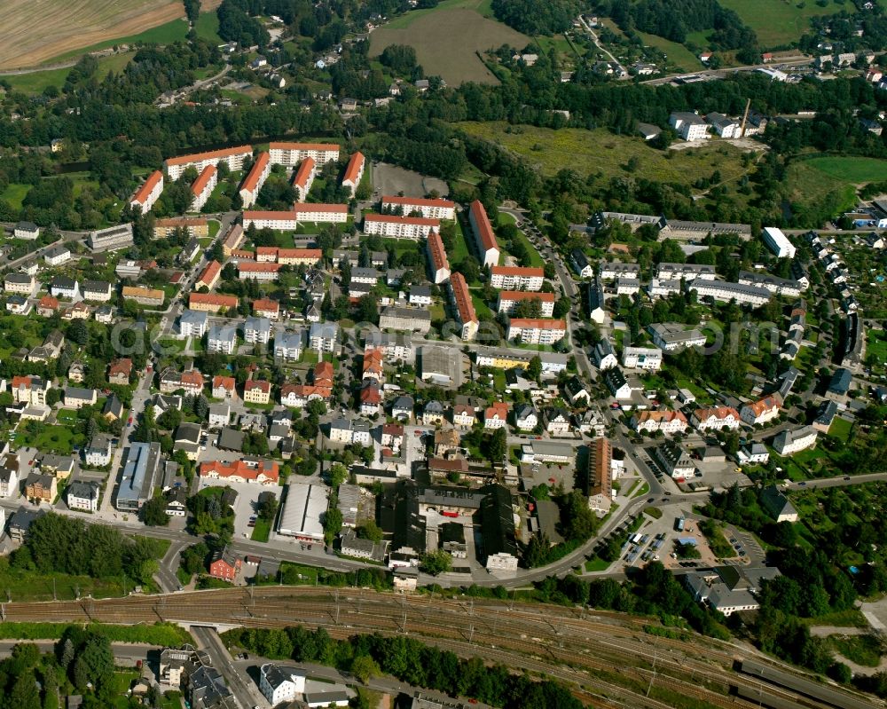 Flöha from the bird's eye view: Residential area of the multi-family house settlement in Flöha in the state Saxony, Germany